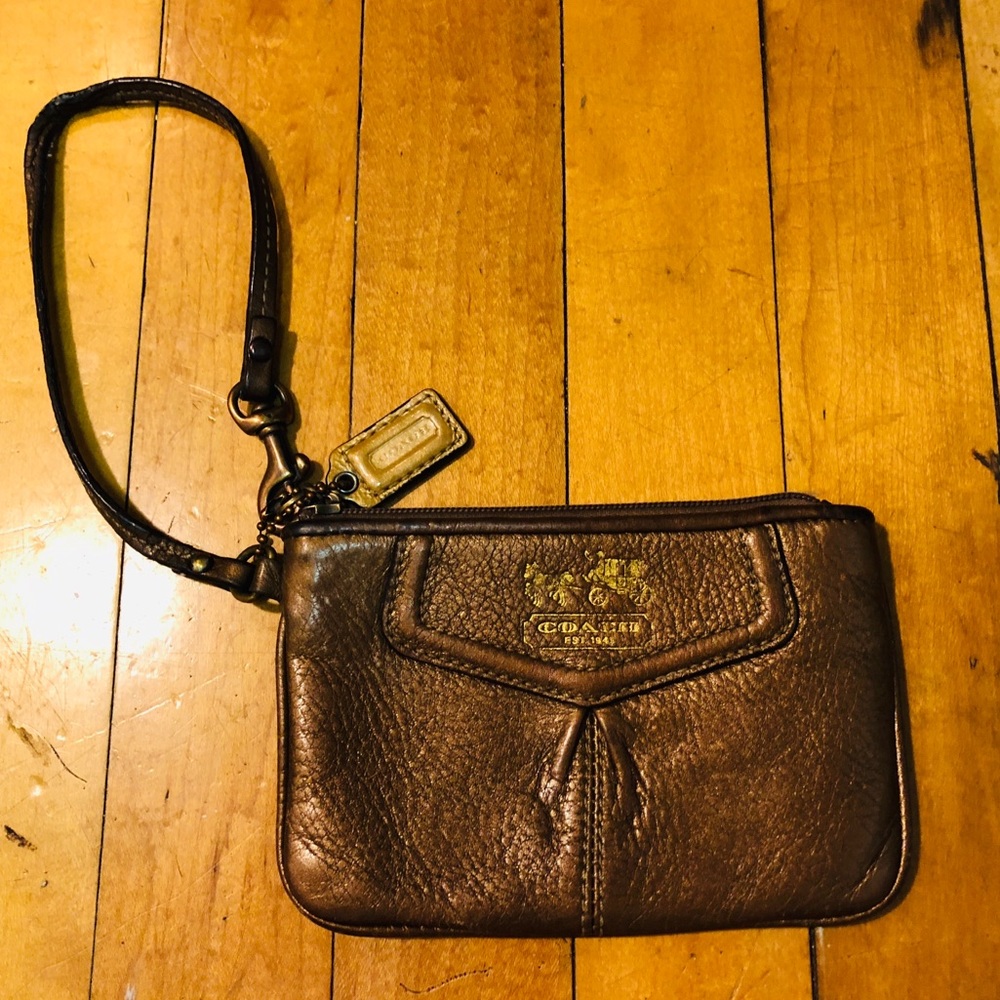 Coach Brown Leather Wristlet